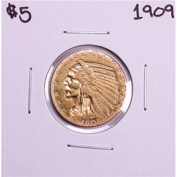 1909 $5 Indian Head Half Eagle Gold Coin