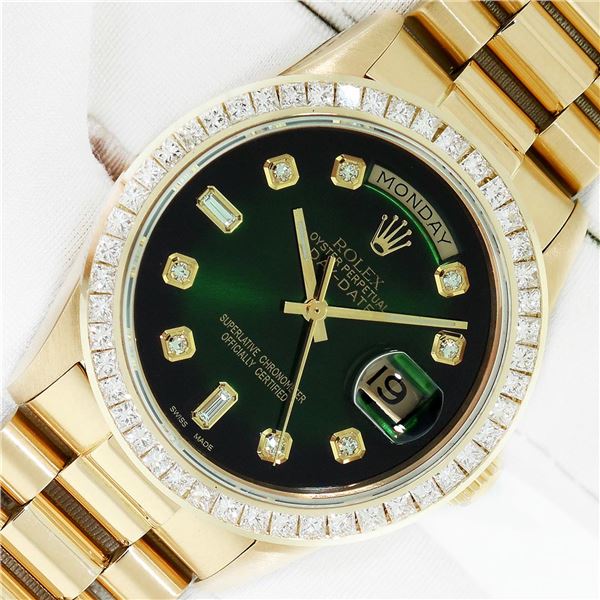 Rolex Men's 18K Yellow Gold Diamond Day Date Presidential Watch With Rolex Box