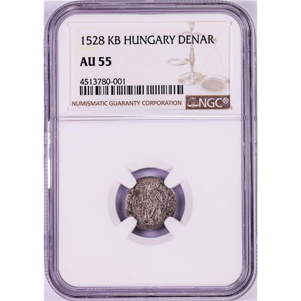 1528 KB Hungary Denar 'Madonna and Child' Coin NGC AU55