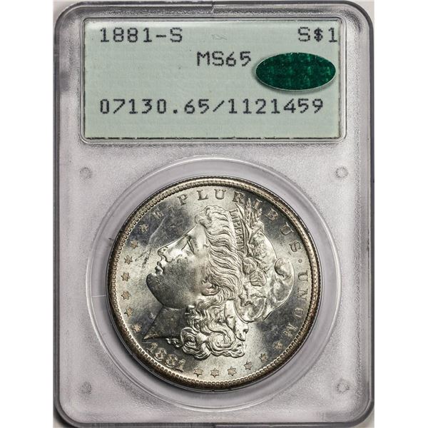 1881-S $1 Morgan Silver Dollar Coin PCGS MS65 CAC Old Green Rattler