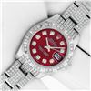 Image 2 : Rolex Ladies Stainless Steel Quickset Red Full Diamond Datejust Wristwatch