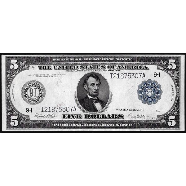 1914 $5 Federal Reserve Note Minneapolis