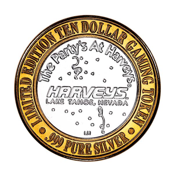 .999 Silver Harveys Lake Tahoe, Nevada $10 Casino Limited Edition Gaming Token