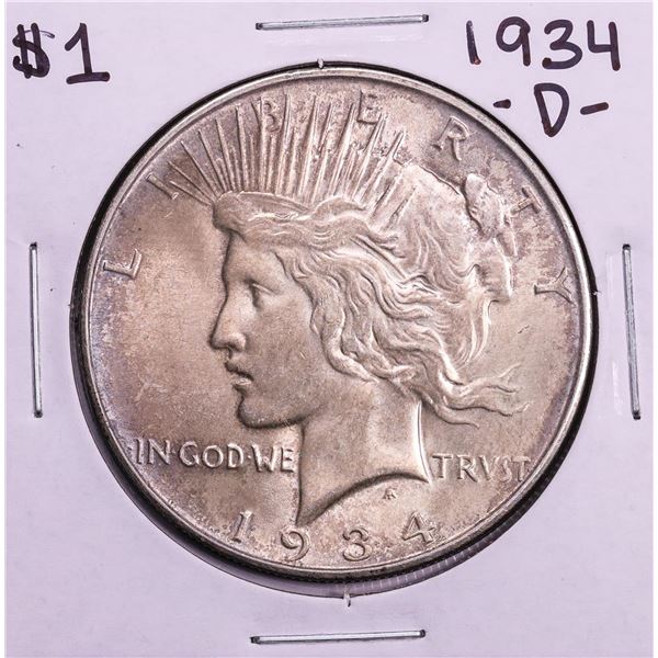 1934-D $1 Peace Silver Dollar Coin