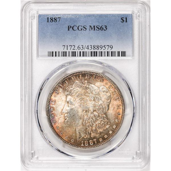 1887 $1 Morgan Silver Dollar Coin PCGS MS63 Nice Toning