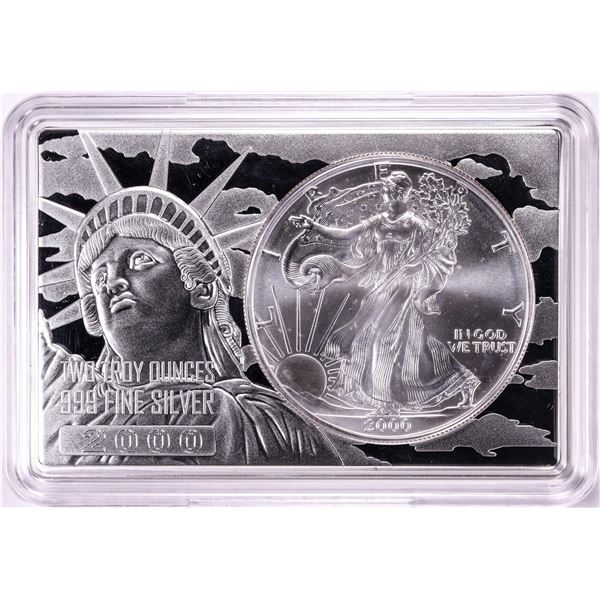 2000 $1 American Silver Eagle Coin & 2oz Silver Bar Set