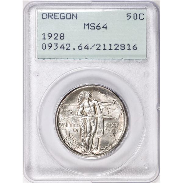 1928 Oregon Trail Commemorative Half Dollar Coin PCGS MS64 Green Rattle Holder