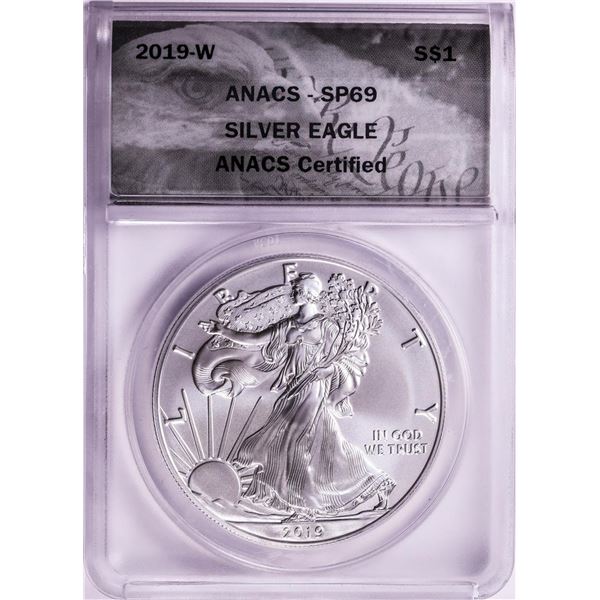 2019-W $1 Burnished American Silver Eagle Coin ANACS SP69