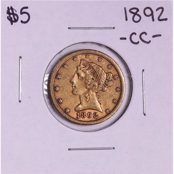 1892-CC $5 Liberty Head Half Eagle Gold Coin