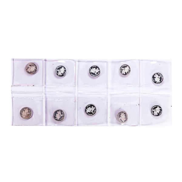 Lot of (10) Disney Mickey & Minnie Mouse 1/20 oz. .999 Fine Silver Coin Rounds
