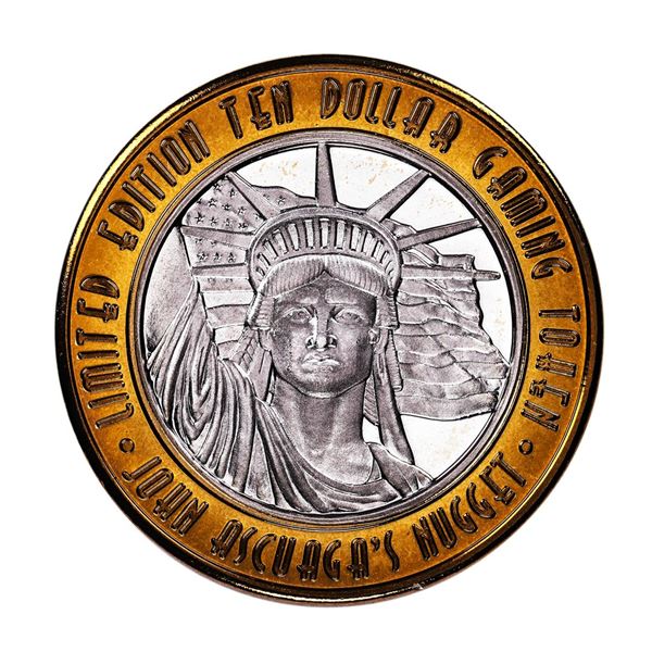 .999 Silver John Ascuagas Nugget Sparks, NV $10 Casino Gaming Token Limited Edition
