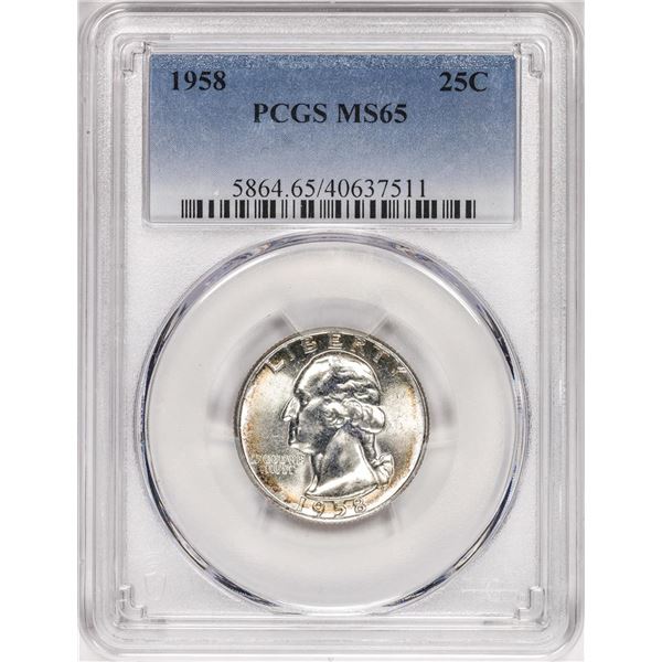 1958 Washington Quarter Coin PCGS MS65