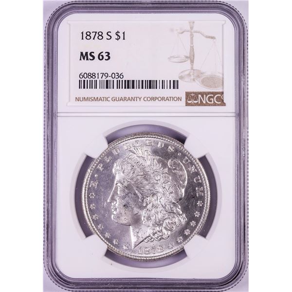 1878-S $1 Morgan Silver Dollar Coin NGC MS63