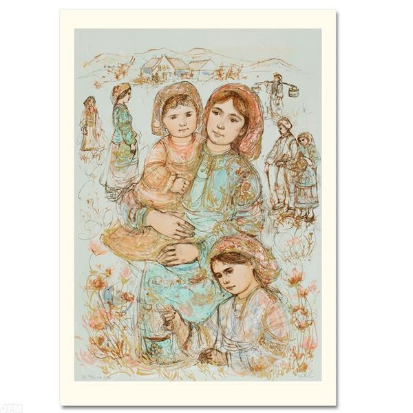 Hibel (1917-2014) "Family In The Field" Limited Edition Lithograph On Paper