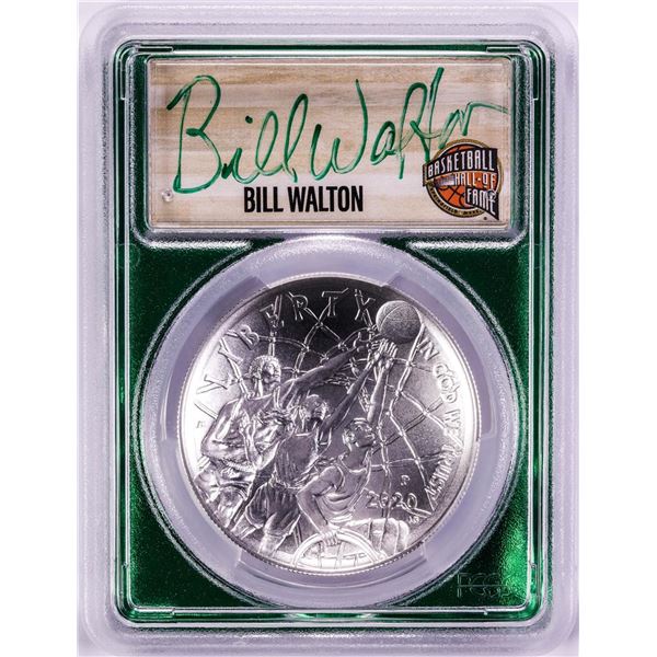 2020-P $1 Basketball HOF Silver Dollar Coin PCGS MS70 Bill Walton Signature FDOI