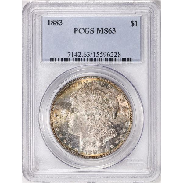 1883 $1 Morgan Silver Dollar Coin PCGS MS63 Amazing Toning