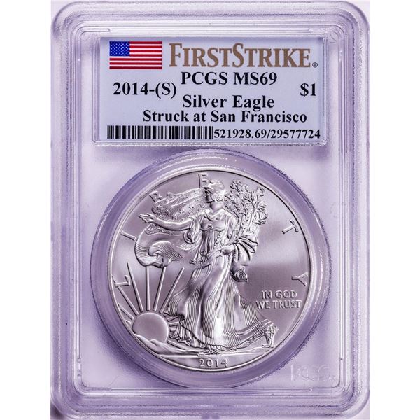 2014-(S) $1 American Silver Eagle Coin PCGS MS69 First Strike San Francisco Mint