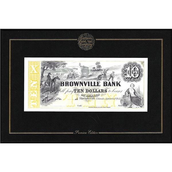 1994 American Bank Note Company Intaglio Print Brownville Bank and Land Company, NE