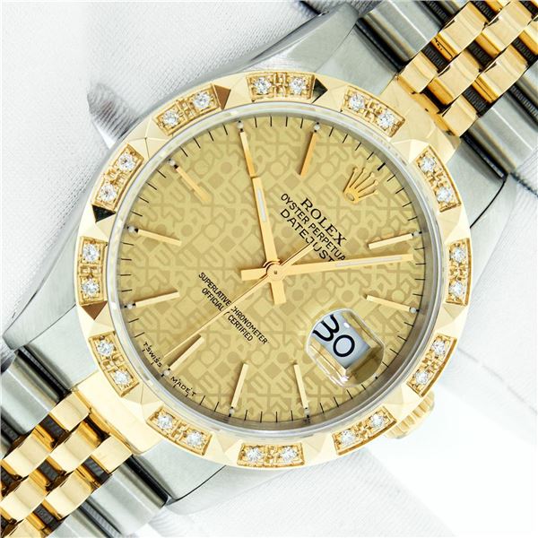 Rolex Men's Two Tone Champagne Jubilee Index Datejust Wristwatch