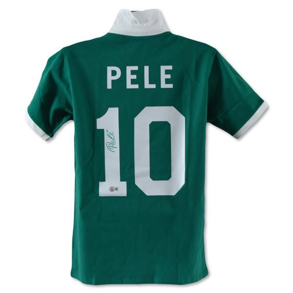 Cosmos Soccer Jersey (Green) Autographed By Pele With Certificate Of Authenticity