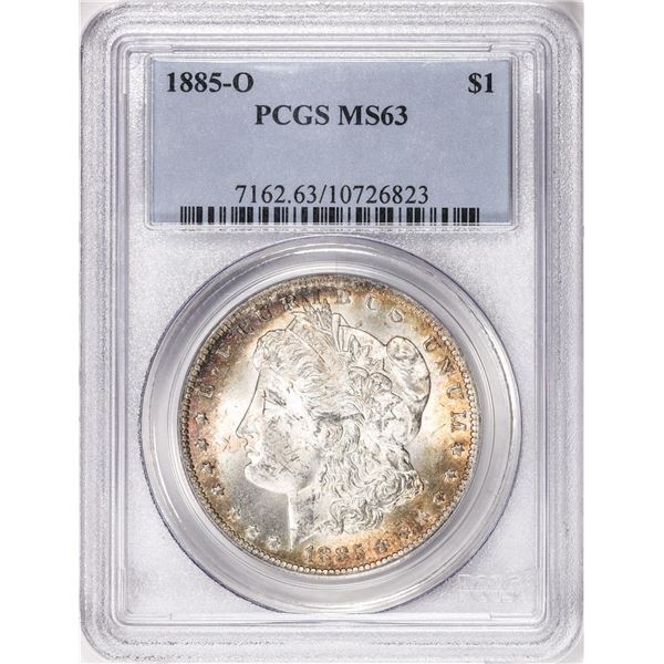 1885-O $1 Morgan Silver Dollar Coin PCGS MS63 Nice Toning