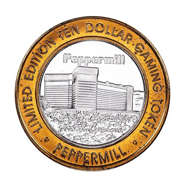 .999 Silver Peppermill Hotel Casino Reno, NV $10 Casino Limited Edition Gaming Token