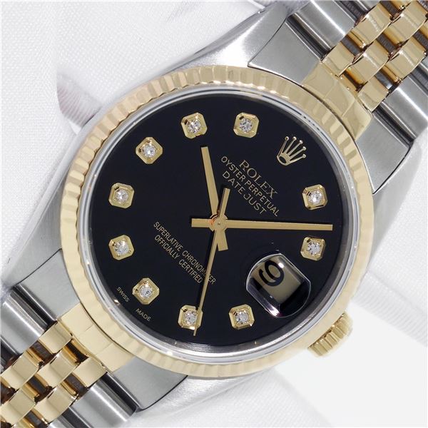 Rolex Men's Two Tone Diamond Datejust Watch With Jubilee Band