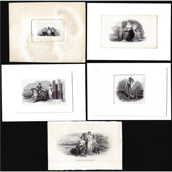 Lot of (5) 1800's Vignette from Original Proof Plates