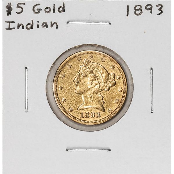 1893 $5 Indian Head Half Eagle Gold Coin