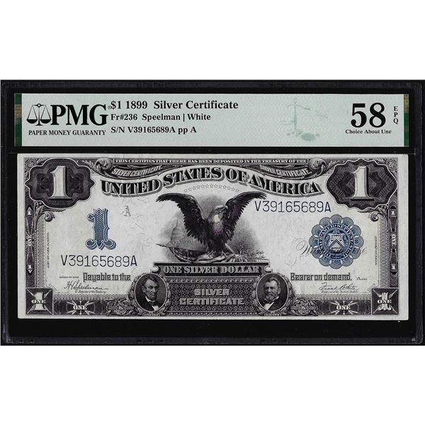 1899 $1 Black Eagle Silver Certificate Note Fr.236 PMG Choice About Unc. 58EPQ