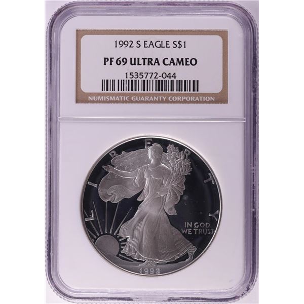 1992-S $1 Proof American Silver Eagle Coin NGC PF69 Ultra Cameo