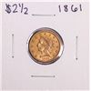 Image 1 : 1861 New Reverse $2 1/2 Liberty Head Quarter Eagle Gold Coin