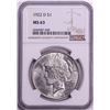 Image 1 : 1922-D $1 Peace Silver Dollar Coin NGC MS63