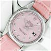 Image 1 : Rolex Men's Stainless Steel Pink Diamond Datejust Watch With Pink Leather Strap