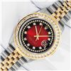 Image 2 : Rolex Men's Two Tone Red Vignette 3 ctw Channel Set Diamond Datejust Wristwatch