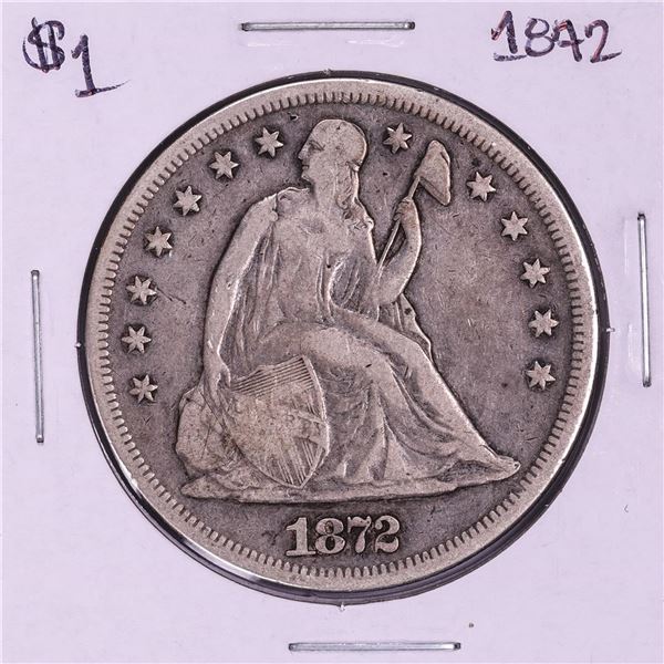 1872 $1 Seated Liberty Silver Dollar Coin