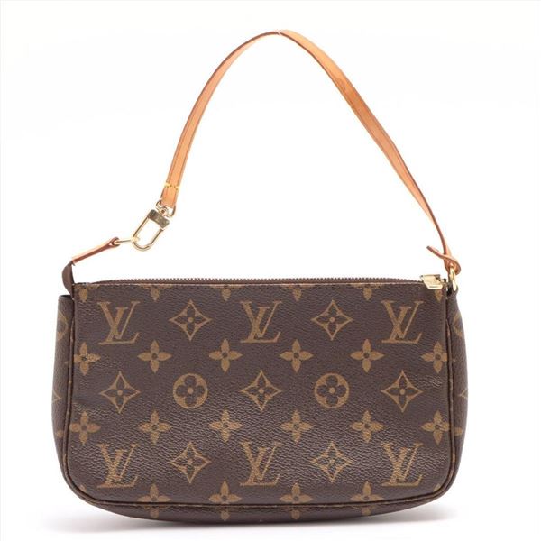 Louis Vuitton Brown Monogram Canvas Leather Pochette Accessoires Shoulder Bag