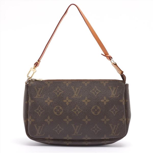 Louis Vuitton Brown Monogram Canvas Leather Pochette Accessoires Shoulder Bag