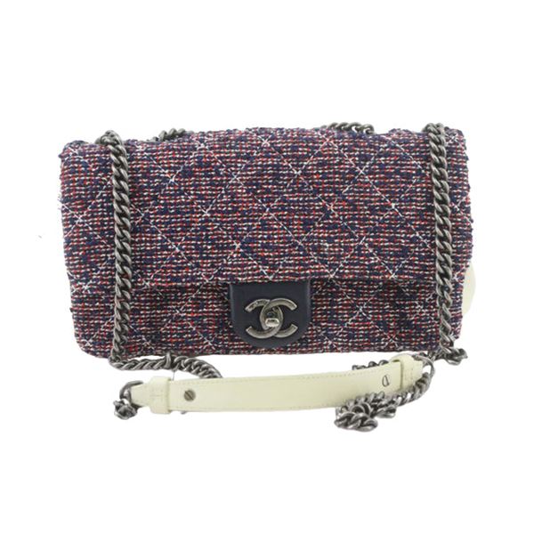 Chanel Multicolor Quilted Tweed Flap Shoulder Bag