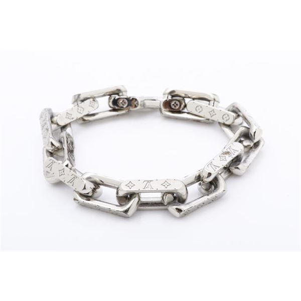Louis Vuitton Silver-tone Monogram Chain Bracelet