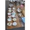 Image 2 : Lot of Painted Tea Cups, Silverplate Bowls, Shower Curtain