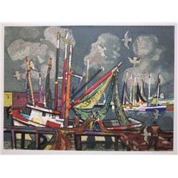 Millard Owen Sheets, Fisherman, Lithograph