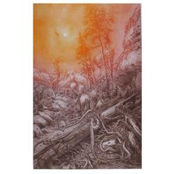 Roy Purcell, Looking for Strays, Etching