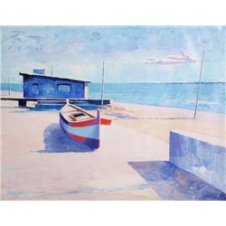 Bassari, Seaside with One Boat, Painting
