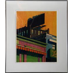 Michael Arike, Striped Awning, Aquatint Etching.