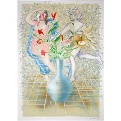 Rainer Gross, Lillies Carnations and Stones, Lithograph