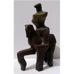 Pearl Amsel, Horse and Rider, Modern Bronze Sculpture