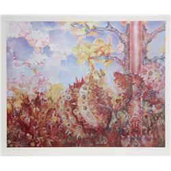 Isaac Abrams, Autumnal Fire, Lithograph