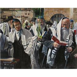 Alex Levin, By the Kotel at Sukkot, Painting