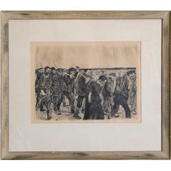 Kathe Kollwitz, Weberzug, Ein Weberstand, Etching